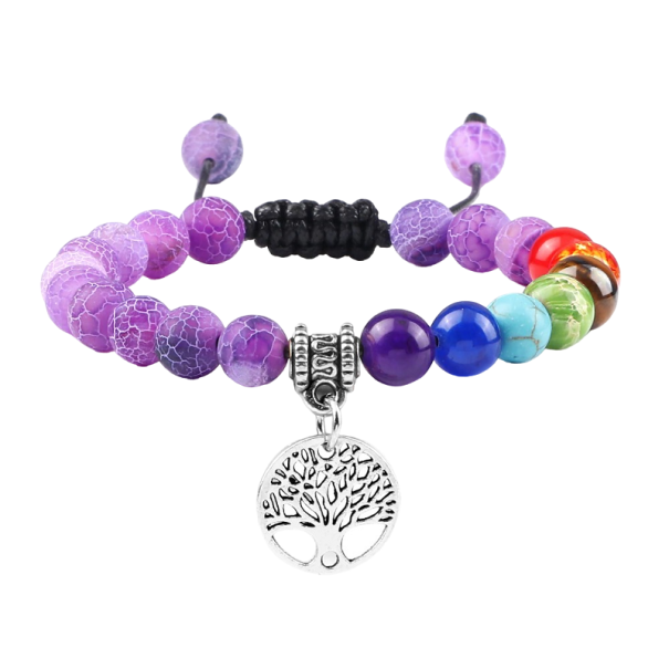Bracelet ajustable des sept chakras argenté
