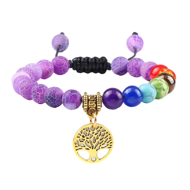 Bracelet ajustable des sept chakras doré