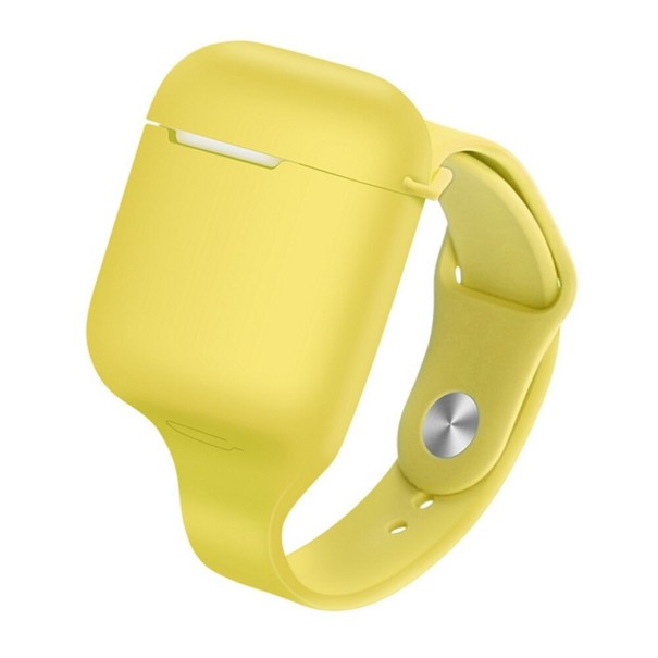 Bracelet avec étui pour boîtier d'Apple Airpods 1 / 2 jaune