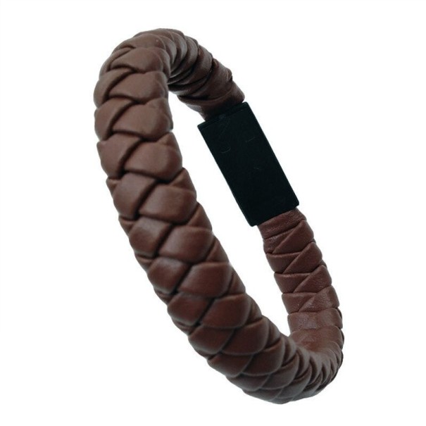 Bracelet câble de données USB vers Micro USB / USB-C marron foncé 2