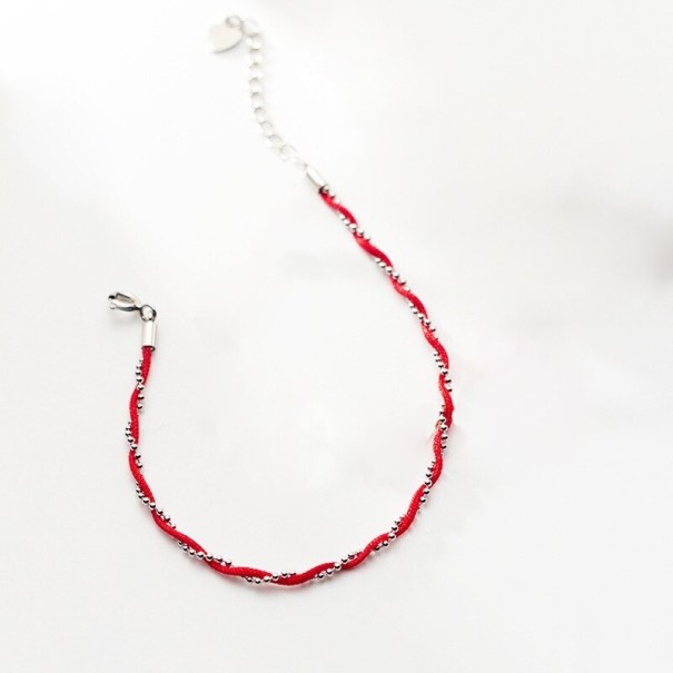 Bracelet double à billes pour femmes argenté