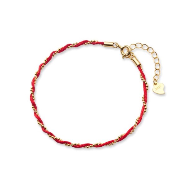 Bracelet double à billes pour femmes doré