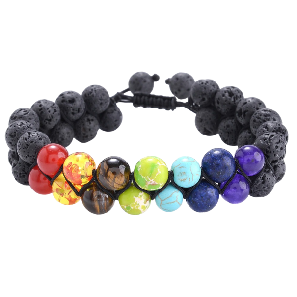 Bracelet double en perles des sept chakras 1