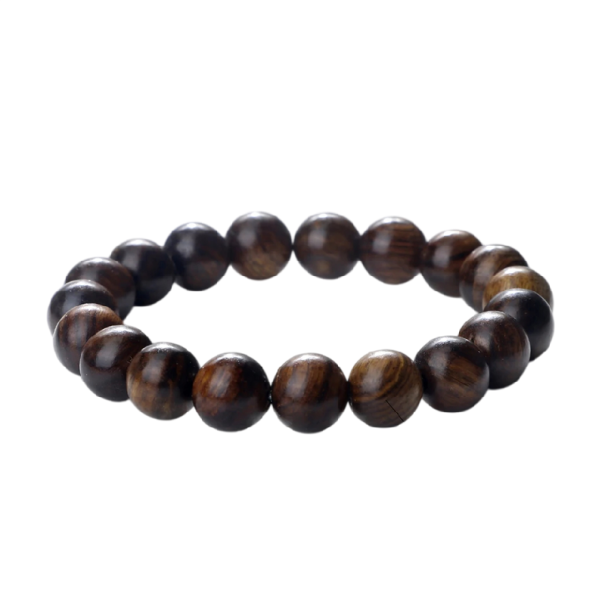 Bracelet en bois unisexe avec perles grandes de 10 mm longueur 19 cm marron foncé naturel bracelet élastique pour un usage quotidien 1