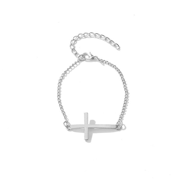 Bracelet en chaîne avec croix argenté
