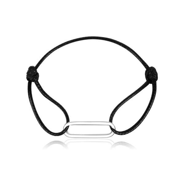 Bracelet en cordon pour femme rectangle noir