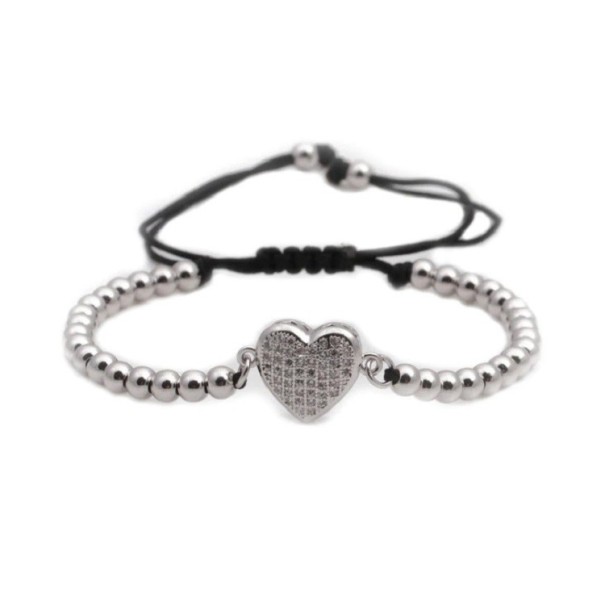 Bracelet en cordon pour femmes avec perles et cœur 2