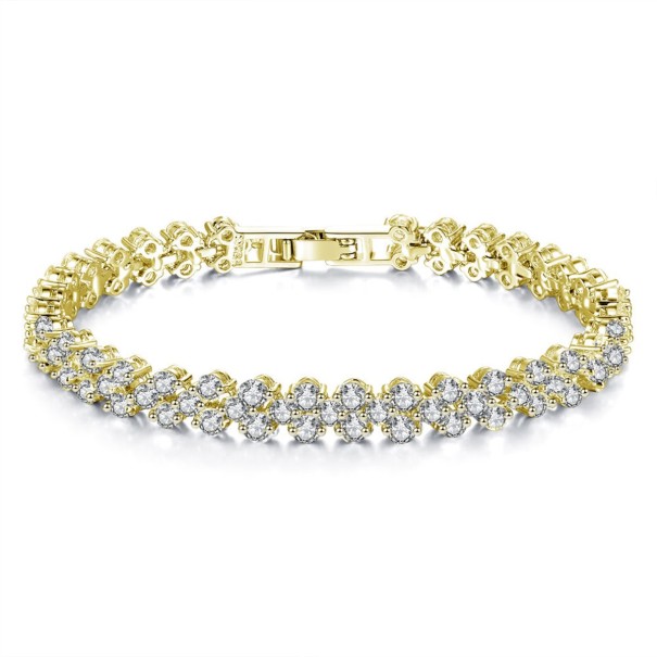 Bracelet en cristal pour femmes avec zircons J545 doré