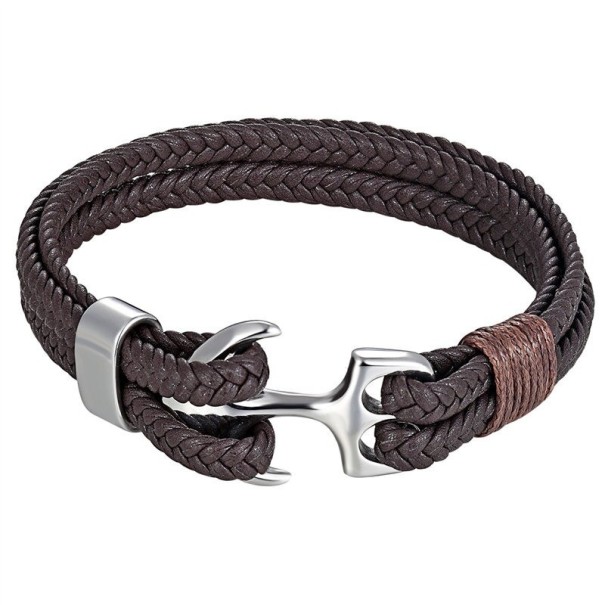 Bracelet en cuir avec ancre 21 cm 7