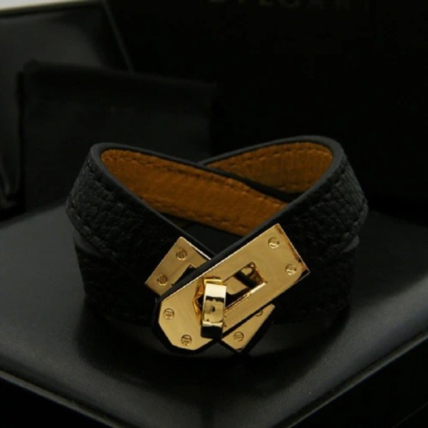Bracelet en cuir H592 noir
