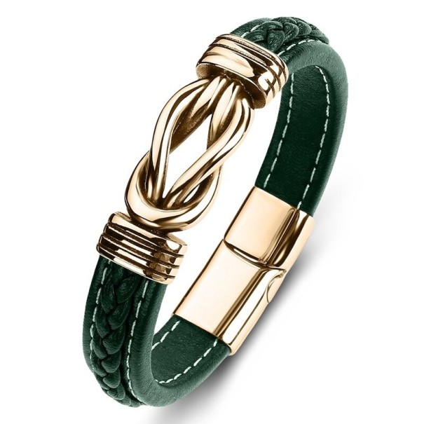 Bracelet en cuir H643 vert foncé 16,5 cm 1