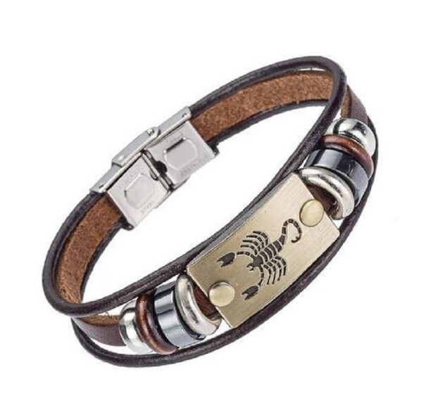 Bracelet en cuir signe du zodiaque H680 3