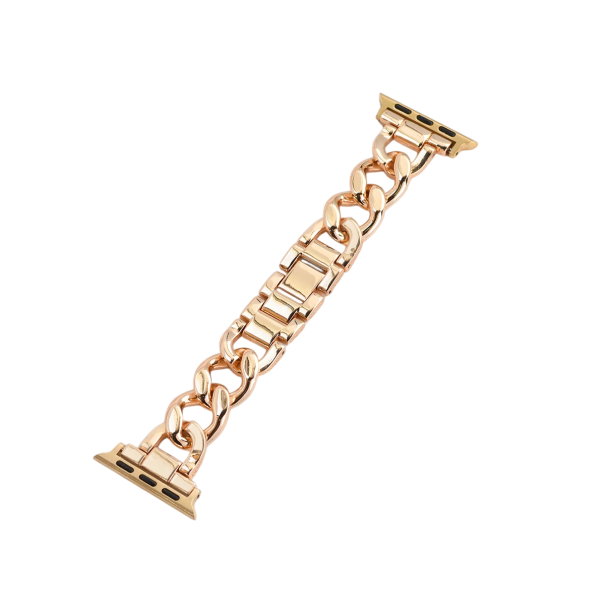 Bracelet en métal pour Apple Watch 38 mm 40 mm 41 mm en alliage de zinc Bracelet compatible avec les séries 1 2 3 4 5 6 7 8 9 SE Bracelet élégant et résistant doré