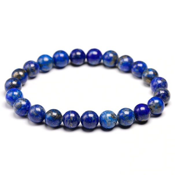 Bracelet en perles pour femmes en lapis lazuli 25 cm 8 mm