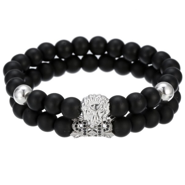 Bracelet en perles pour homme 2 pcs H514 argenté 4