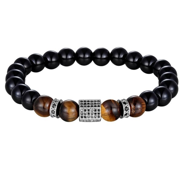 Bracelet en perles pour homme H293 argenté