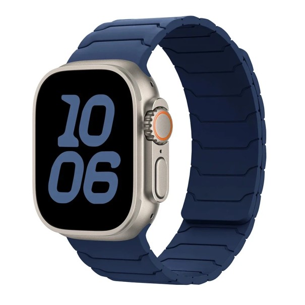 Bracelet en silicone magnétique pour Apple Watch 42 mm 44 mm 45 mm 46 mm 49 mm Bracelet ajustable confortable avec fixation magnétique pour un usage quotidien bleu