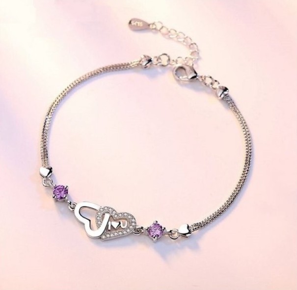 Bracelet Femme Cœurs Liés violet