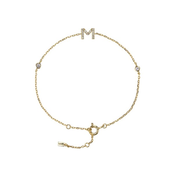 Bracelet femme lettre avec pierres M
