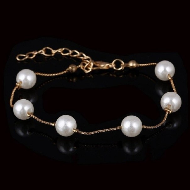 Bracelet fin pour femmes avec perles H215 doré