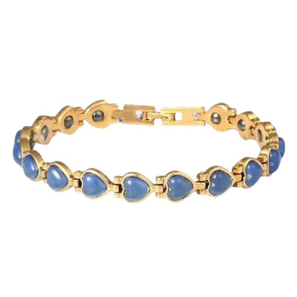 Bracelet magnétique pour un meilleur sommeil avec des cœurs bleu