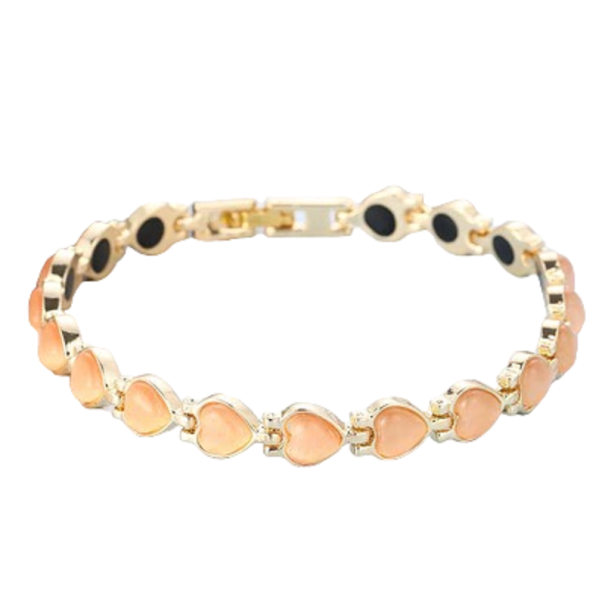 Bracelet magnétique pour un meilleur sommeil avec des cœurs orange