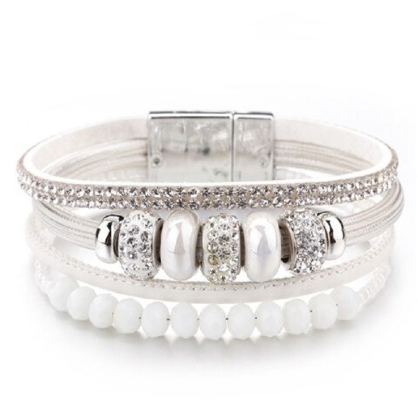 Bracelet multi-couches pour femmes H669 blanc