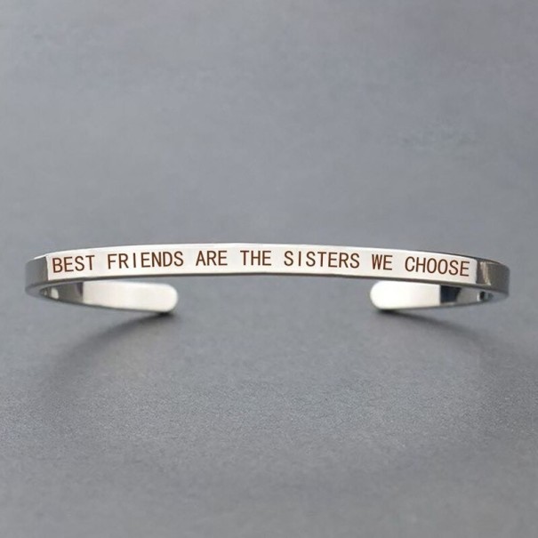 Bracelet ouvert pour femmes avec inscription H386 argenté 3