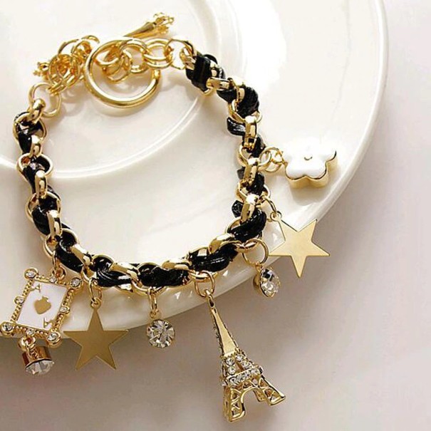 Bracelet pour femme à fermoir américain H542 noir