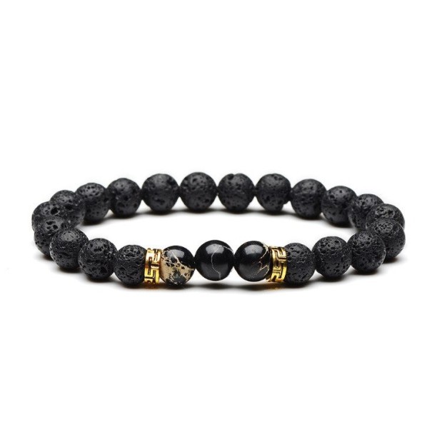 Bracelet pour femmes en pierres de lave noir