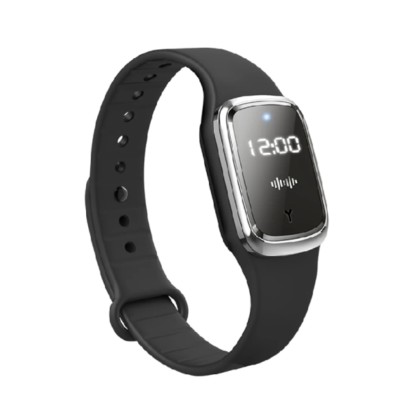 Bracelet répulsif ultrasonique contre les moustiques avec montre numérique 25 cm x 3,1 cm Protection contre les insectes Voyage en plein air noir