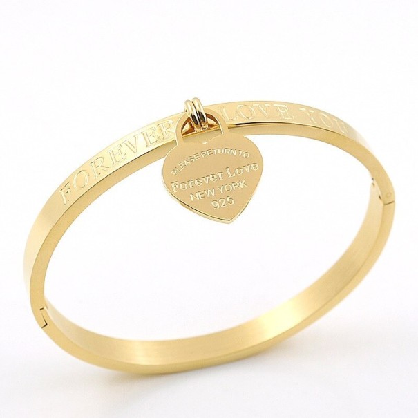 Bracelet rigide pour femme avec cœur H442 doré