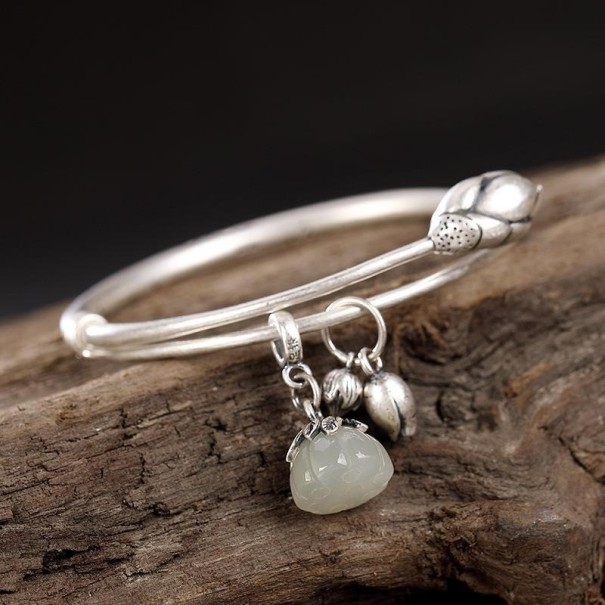 Bracelet rigide pour femme avec fleur de lotus 1