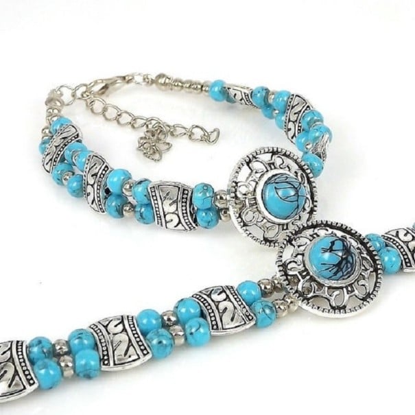 Bracelet vintage pour femme H259 turquoise