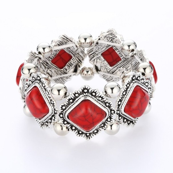 Bracelet vintage pour femmes H556 rouge