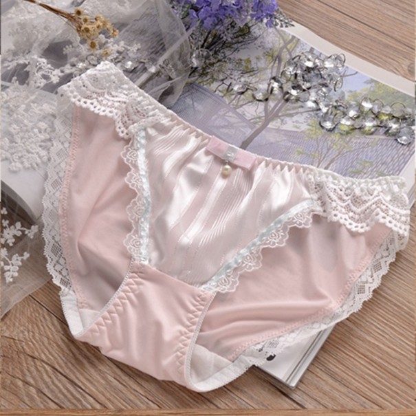 Braguita de seda para mujer con perlas rosa claro S