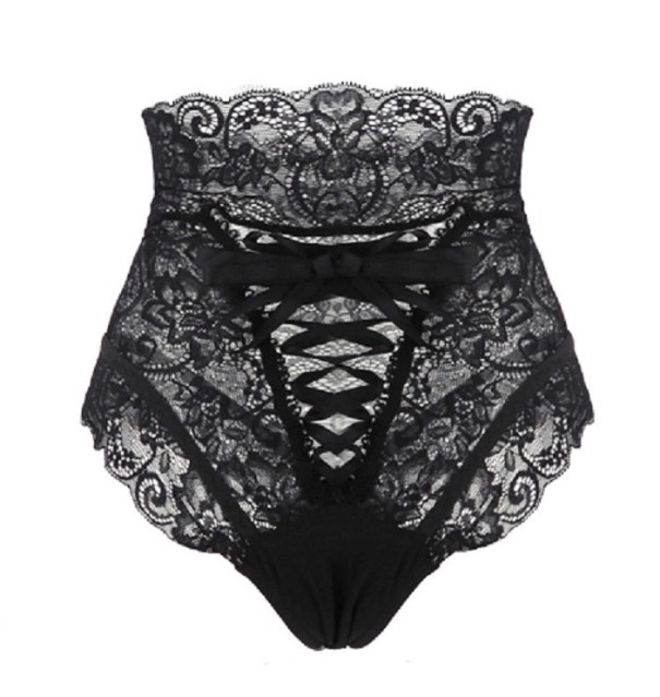 Braguitas de encaje sexy para mujer J1150 negro L