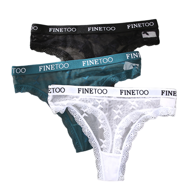 Braguitas de mujer 3 piezas color negro, verde y blanco M