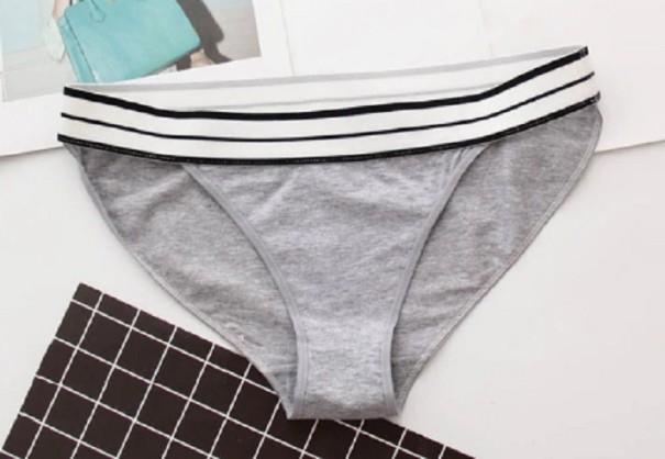 Braguitas de mujer con ribete de rayas gris XL