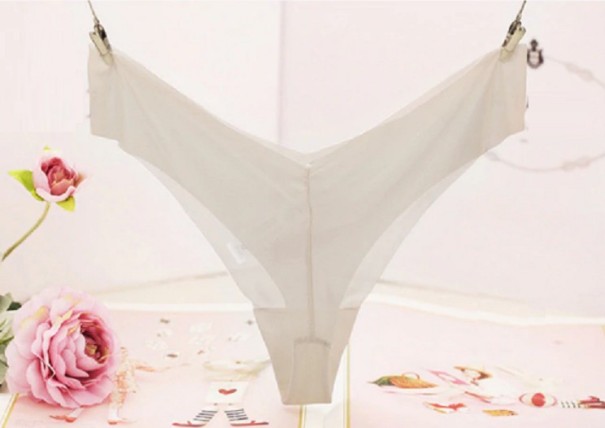 Braguitas transparentes con tiras en V para mujer blanco