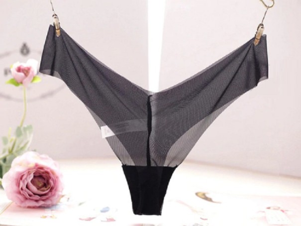 Braguitas transparentes con tiras en V para mujer negro Braguitas transparentes con tiras en V para mujer negro
