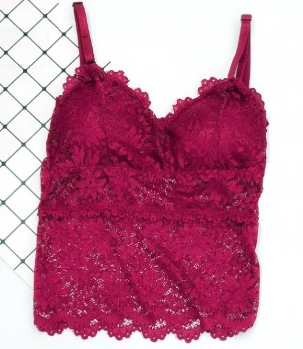 Bralette de encaje para mujer Jade rojo