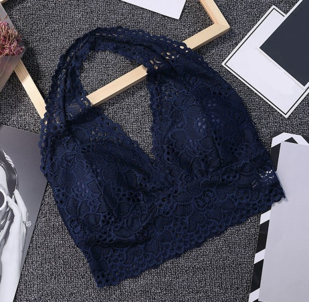 Bralette podprsenka s ramienkami okolo krku tmavo modrá