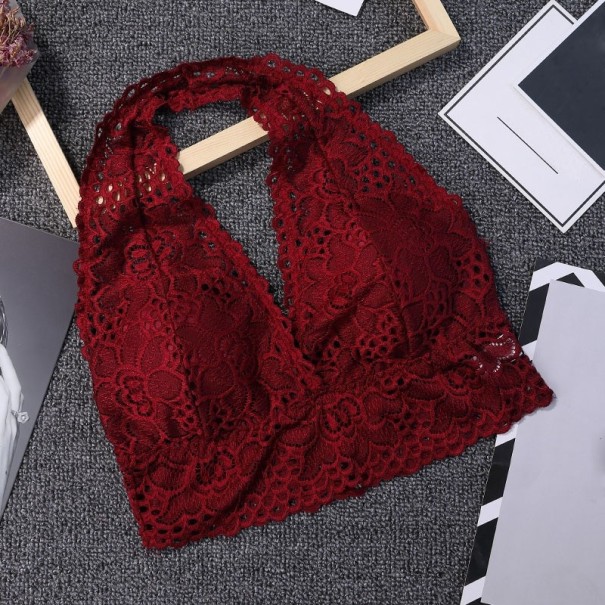 Bralette podprsenka s ramínky kolem krku červená