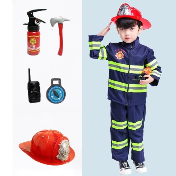 Brandmandskostume til børn blå 4