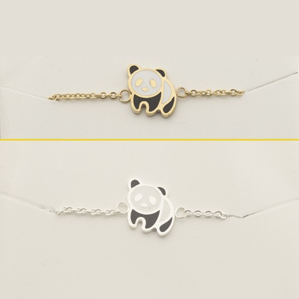 Bransoletka unisex z pandą J1633 srebrny
