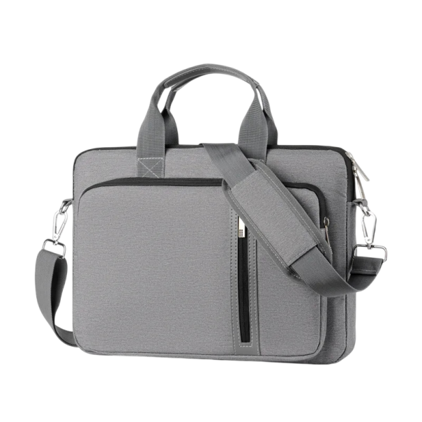 Brašna na notebook 13,3 až 14,1" s poutky a popruhem přes rameno 36 x 27 x 3,5 cm polstrovaná výstelka a kapsy na zip do práce i na cesty šedá