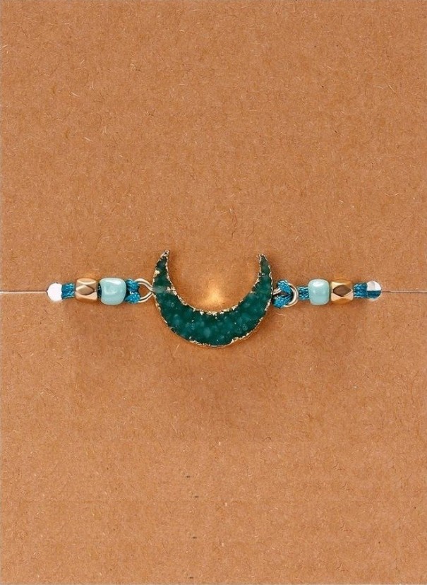Bratara cu coarda cu luna verde inchis