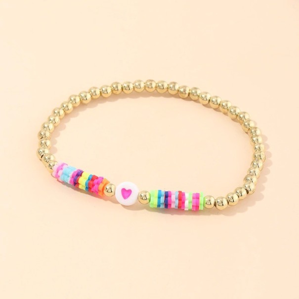 Brățară cu mărgele pentru femei cu inimă H626 multicolor