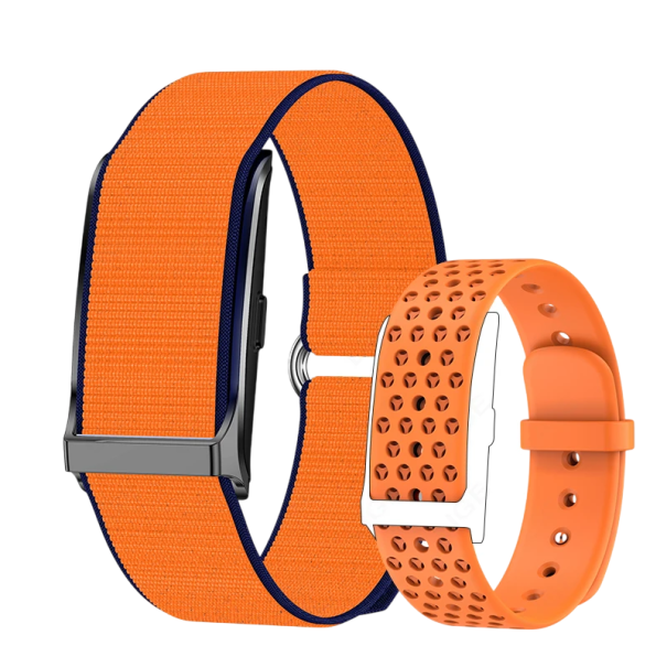 Brățară inteligentă cu monitor de ritm cardiac, tensiune arterială, pedometru, saturație de oxigen, somn, 2 brățări interschimbabile, Android, iOS portocale